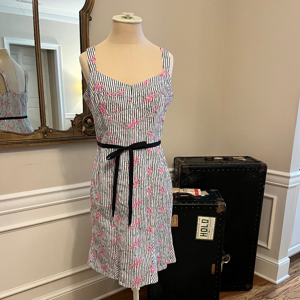Nanette Lepore Black, White and Pink Embroidered Dress - Sz 8